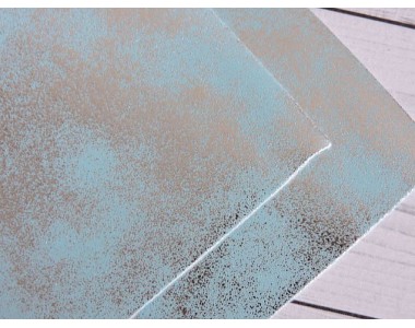 Кожзам с напылением, цв. голубой/серебро - 1 лист