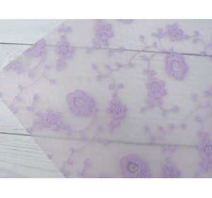 Пленка ПВХ с вышивкой "Цветочки", цв. сиреневый - 1 лист