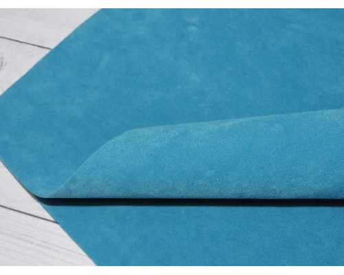 Замша искусственная двусторонняя, цв. бирюзовый - 1 лист