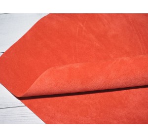 Замша искусственная двусторонняя, цв. коралловый - 1 лист