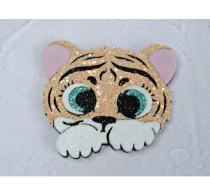 Патч сборный "Тигр" 5*4,4 см, цв. светло-оранжевый - 1шт.