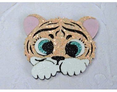 Патч сборный "Тигр" 5*4,4 см, цв. светло-оранжевый - 1шт.