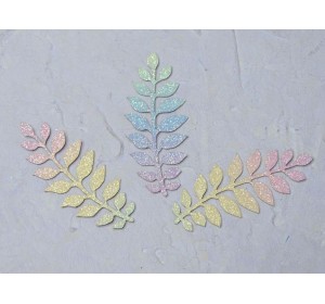 Заготовка из кожзама 5*2,2 см "Веточка", цв. радужный с мелкими блестками - 1 шт.