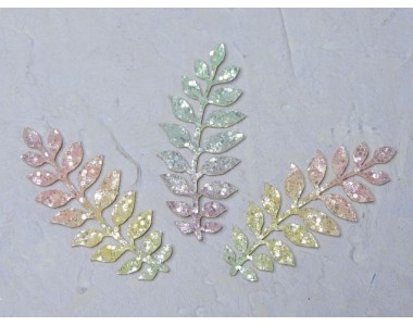 Заготовка из кожзама 5*2,2 см "Веточка", цв. радужный с крупными блестками - 1 шт.