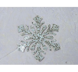 Заготовка-патч из кожзама "Снежинка", цв. серебро - 1 шт.