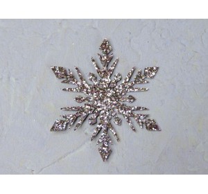 Заготовка-патч из кожзама "Снежинка с острыми кончиками", цв. нежно-розовый - 1 шт.