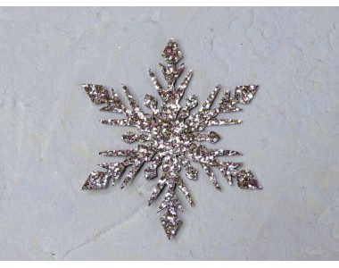 Заготовка-патч из кожзама "Снежинка с острыми кончиками", цв. нежно-розовый - 1 шт.