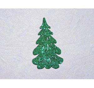 Заготовка из глиттерного фоамирана "Елка" 50*33 мм, цв. темно-зеленый - 1 шт.