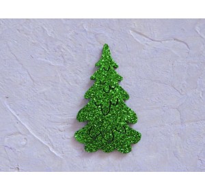 Заготовка из глиттерного фоамирана "Елка" 50*33 мм, цв. зеленый - 1 шт.