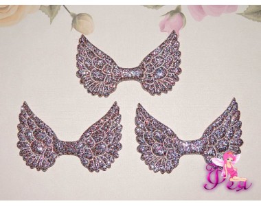 Патч с блестками 4,5 см*3 см "Крылья",  разноцветный - 1шт.