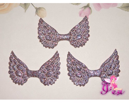 Патч с блестками 4,5 см*3 см "Крылья",  разноцветный - 1шт.