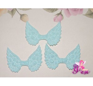 Патч с блестками 4,5 см*3 см "Крылья",  светло-голубой - 1шт.