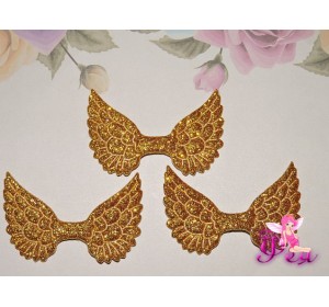 Патч с блестками 4,5 см*3 см "Крылья",  золото - 1шт.