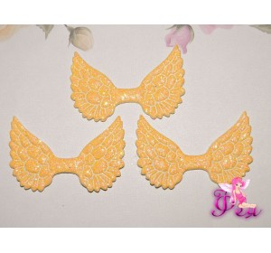 Патч с блестками 4,5 см*3 см "Крылья", желтый - 1шт.
