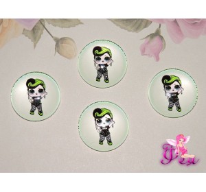 Кабошон стеклянный с рисунком 25 мм "ЛоЛ  реперша" - 1шт.