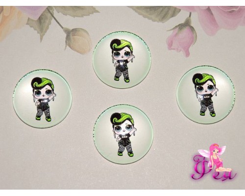 Кабошон стеклянный с рисунком 25 мм "ЛоЛ  реперша" - 1шт.