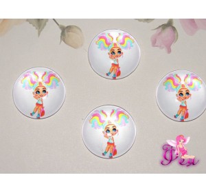 Кабошон стеклянный с рисунком 25 мм "Хэрдораблс "РАДУЖНЫЕ ВОЛОСИКИ - 1шт.