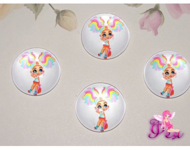 Кабошон стеклянный с рисунком 25 мм "Хэрдораблс "РАДУЖНЫЕ ВОЛОСИКИ - 1шт.