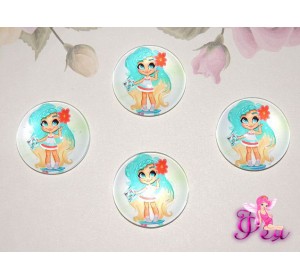 Кабошон стеклянный с рисунком 25 мм "Хэрдораблс " НА СКЕЙТЕ - 1шт.