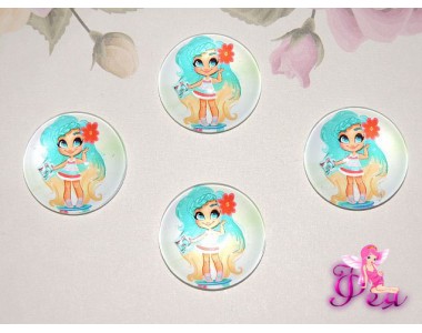 Кабошон стеклянный с рисунком 25 мм "Хэрдораблс " НА СКЕЙТЕ - 1шт.