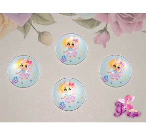 Кабошон стеклянный с рисунком 25 мм "Хэрдораблс " ШКОЛЬНИЦА - 1шт.