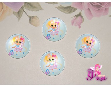 Кабошон стеклянный с рисунком 25 мм "Хэрдораблс " ШКОЛЬНИЦА - 1шт.