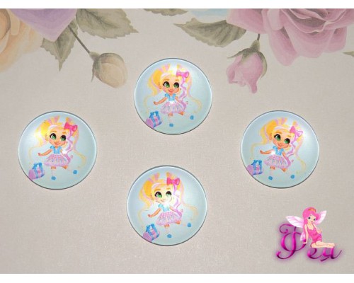 Кабошон стеклянный с рисунком 25 мм "Хэрдораблс " ШКОЛЬНИЦА - 1шт.