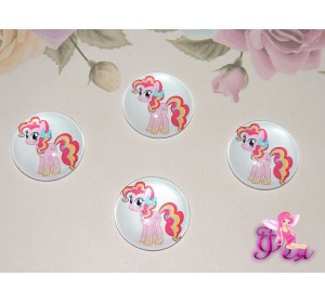 Кабошон стеклянный с рисунком 25 мм "Пинки Пай " - 1шт.