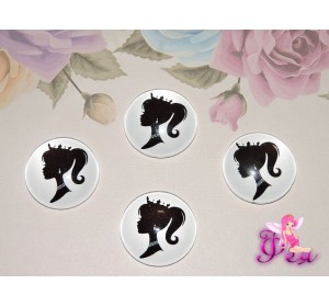 Кабошон стеклянный с рисунком 25 мм "Ученица" - 1шт