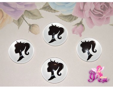 Кабошон стеклянный с рисунком 25 мм "Ученица" - 1шт