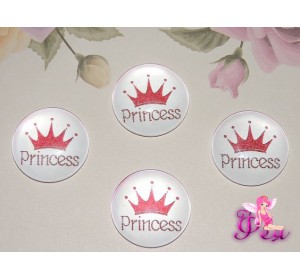 Кабошон стеклянный с рисунком 25 мм "Принцесса" - 1шт