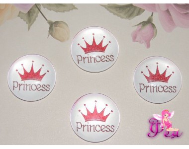 Кабошон стеклянный с рисунком 25 мм "Принцесса" - 1шт