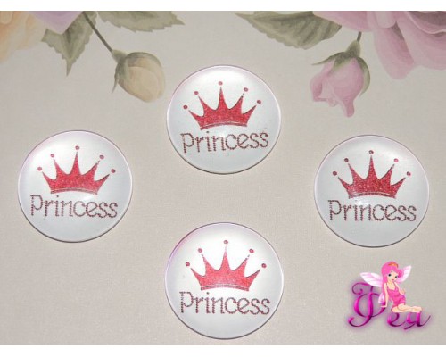 Кабошон стеклянный с рисунком 25 мм "Принцесса" - 1шт