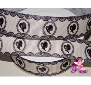 Репсовая лента 25 мм с рисунком " Кружево- девушка" - 1м