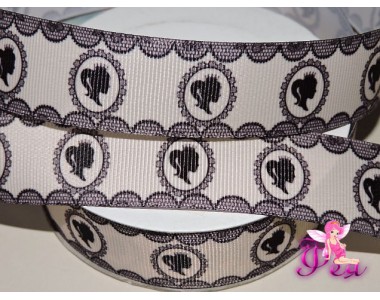 Репсовая лента 25 мм с рисунком " Кружево- девушка" - 1м