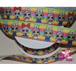 Репсовая лента 25 мм с рисунком " ЛОЛ куколки" - 1м