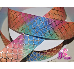 Репсовая лента 25 мм с рисунком "Чешуя" декоративное покрытие - 1м