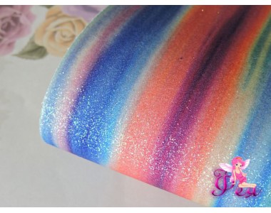 Кожзам с блестками "Радуга №7"