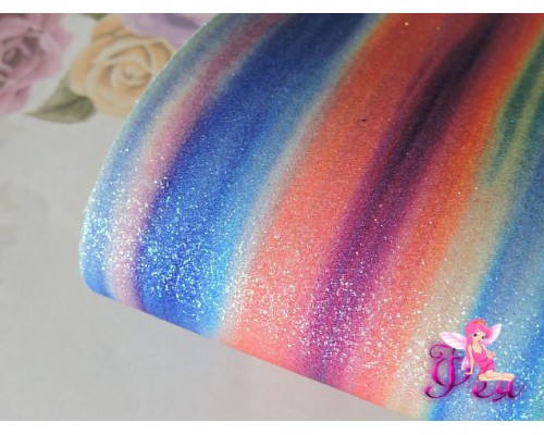 Кожзам с блестками "Радуга №7"