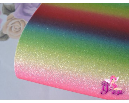 Кожзам с блестками "Радуга №6"