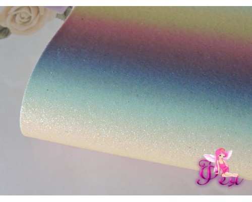 Кожзам с блестками "Радуга №4"