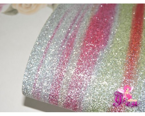 Кожзам с блестками "Радуга №1"