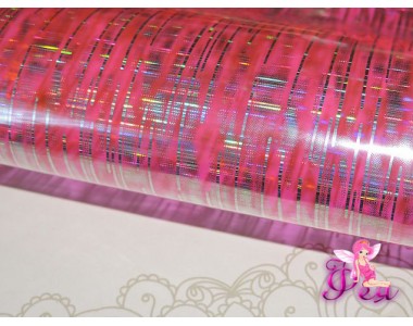 Пленка декоративная "Полоски",цв. ярко-розовый