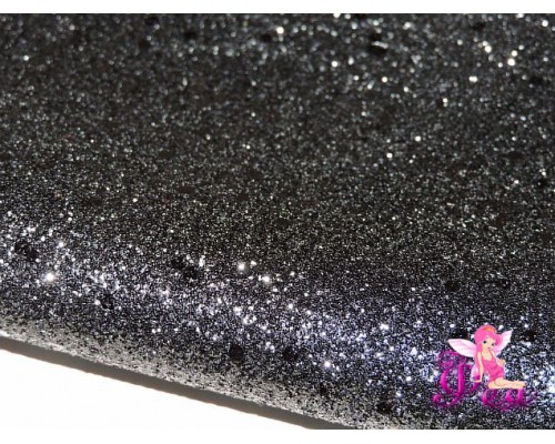 Кожзам с блестками с пайетками, цв. черный/серебро