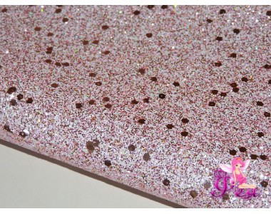 Кожзам с блестками с пайетками, цв. розовый 232-176 Кожзам декоративный