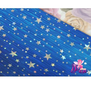 Кожзам гладкий "Звездочки", цв. синий