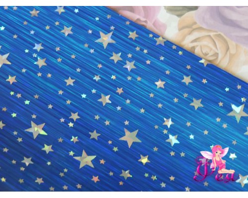 Кожзам гладкий "Звездочки", цв. синий