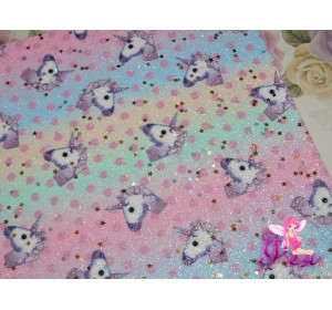 Кожзам с блестками "Единороги №2"