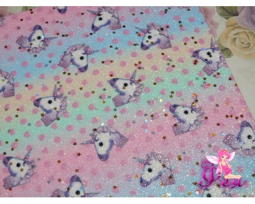 Кожзам с блестками "Единороги №2"