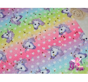 Кожзам с блестками "Единороги №1"